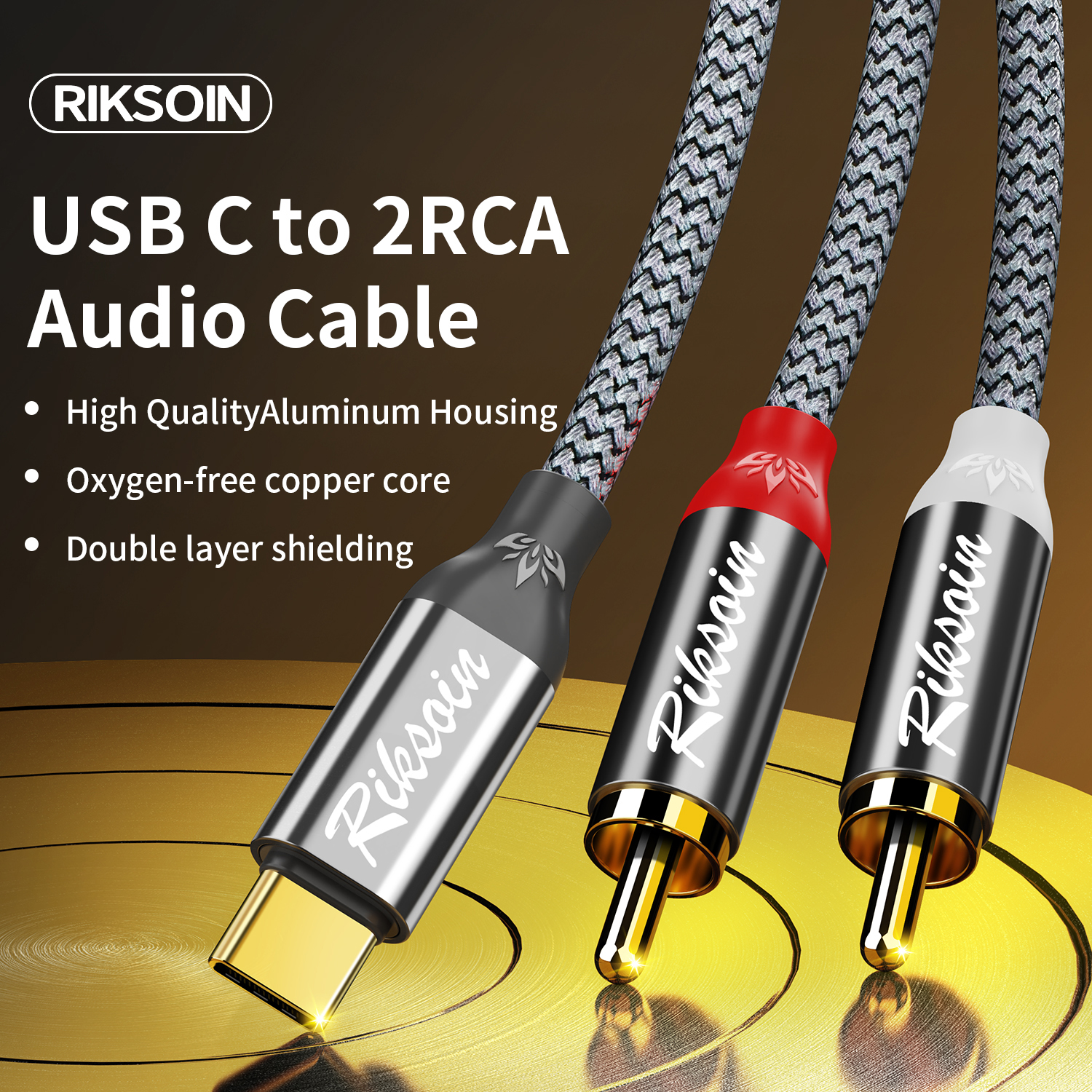 Audio Splitter Y - USB C to 2RCA Stereo Cable
