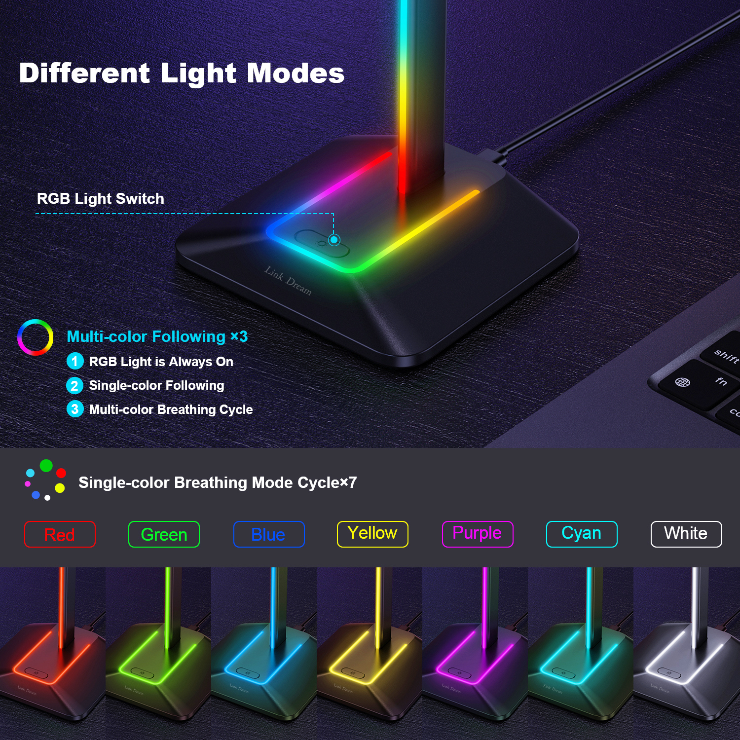 New Bee Z8 RGB Headphones Stan - Headphone Stand Desk avaliação e preço
