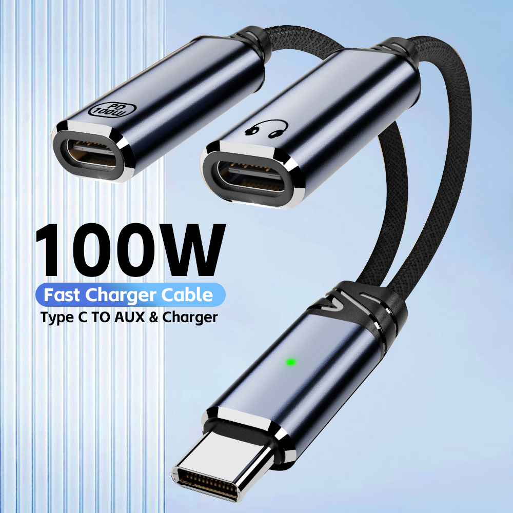USB C Splitter 2 in 1 Headphon - Earphone Splitter Jack avaliação e preço