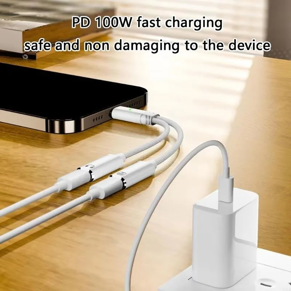 USB C Splitter 2 in 1 Headphon - Earphone Splitter Jack avaliação e preço