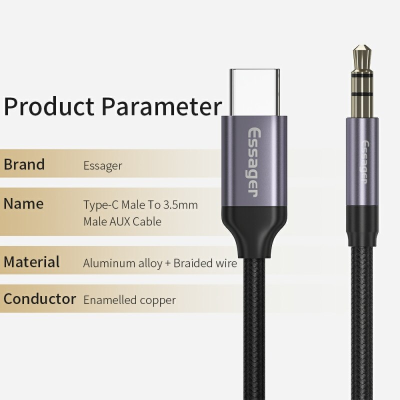 Essager Usb C To 3.5mm Aux Jac - Earphone Splitter Jack avaliação e preço