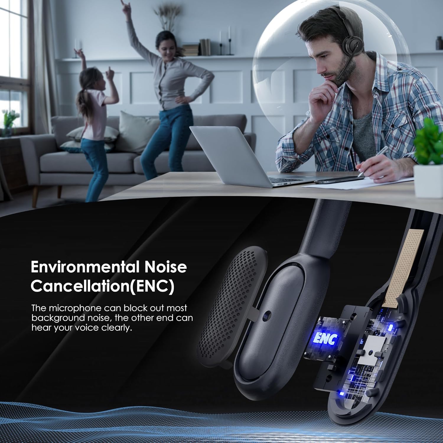 Bluetooth 5.4 ANC Headset with - Noise Cancelling Headphone avaliação e preço