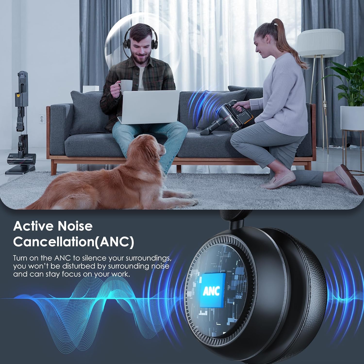 Bluetooth 5.4 ANC Headset with - Noise Cancelling Headphone avaliação e preço