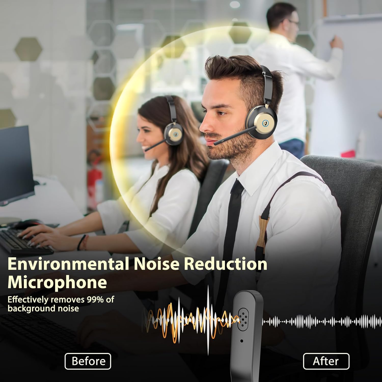 Wireless Headset with Mic, Noi - Noise Cancelling Headphone avaliação e preço