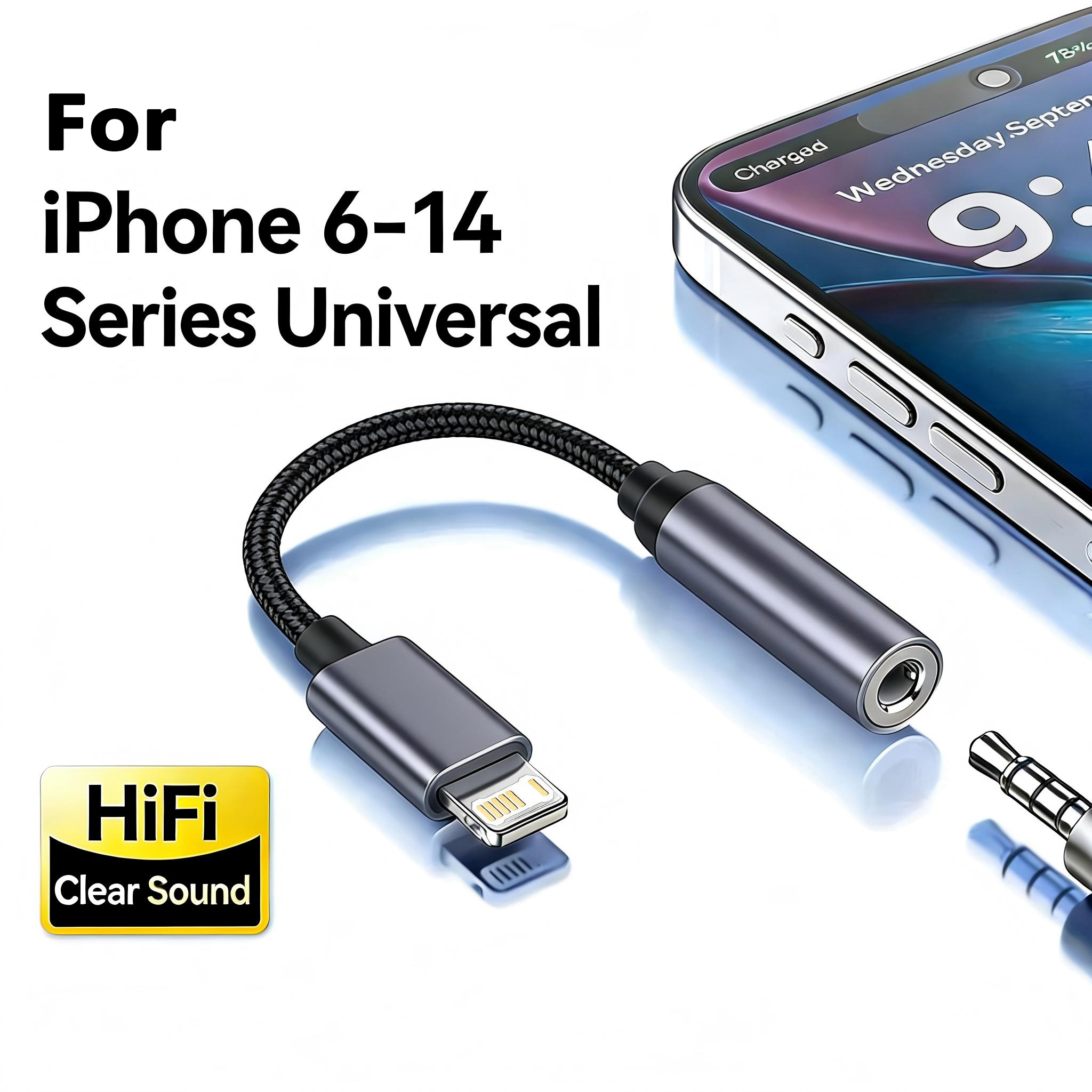 8 Pin to 3.5mm Jack AUX Cable  - Earphone Splitter Jack avaliação e preço