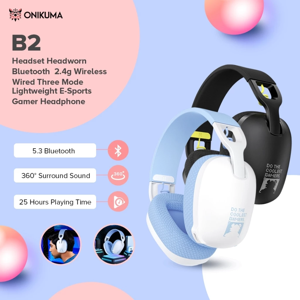 2025 New Onikuma  B2 Wireless  - Gaming Headset Rgb avaliação e preço