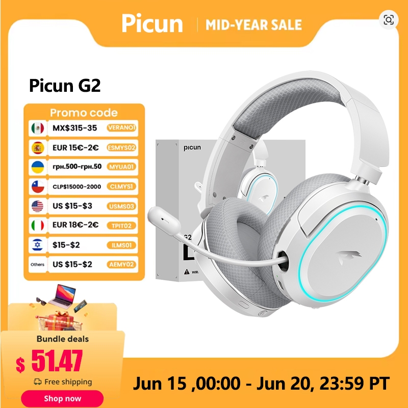 Picun G2 2.4GHz Bluetooth Wire - Gaming Headset Rgb avaliação e preço