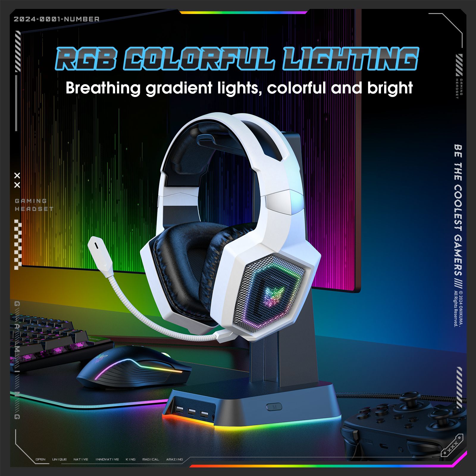 ONIKUMA 2.4GHz Wireless Gaming - Gaming Headset Rgb avaliação e preço