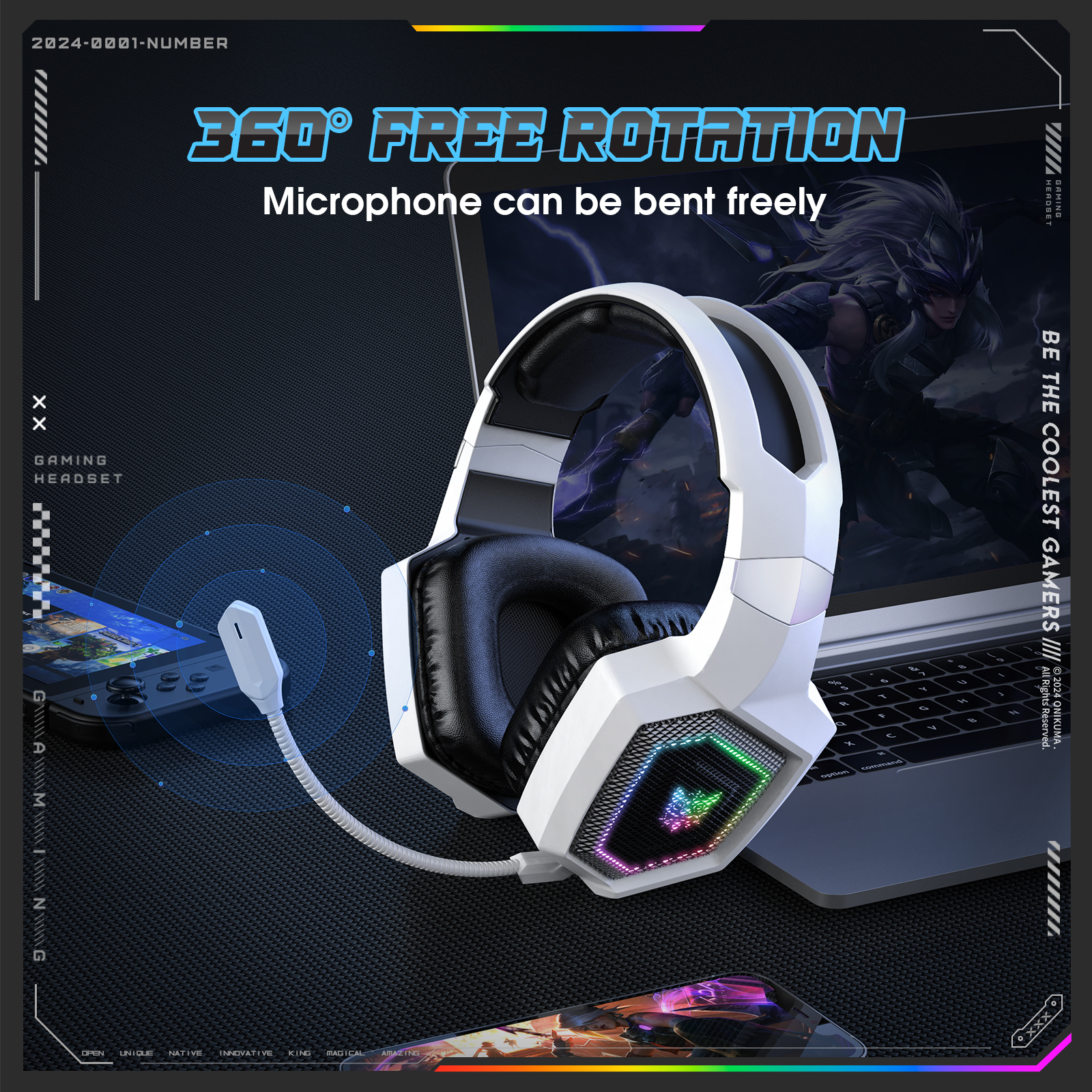 ONIKUMA 2.4GHz Wireless Gaming - Gaming Headset Rgb avaliação e preço