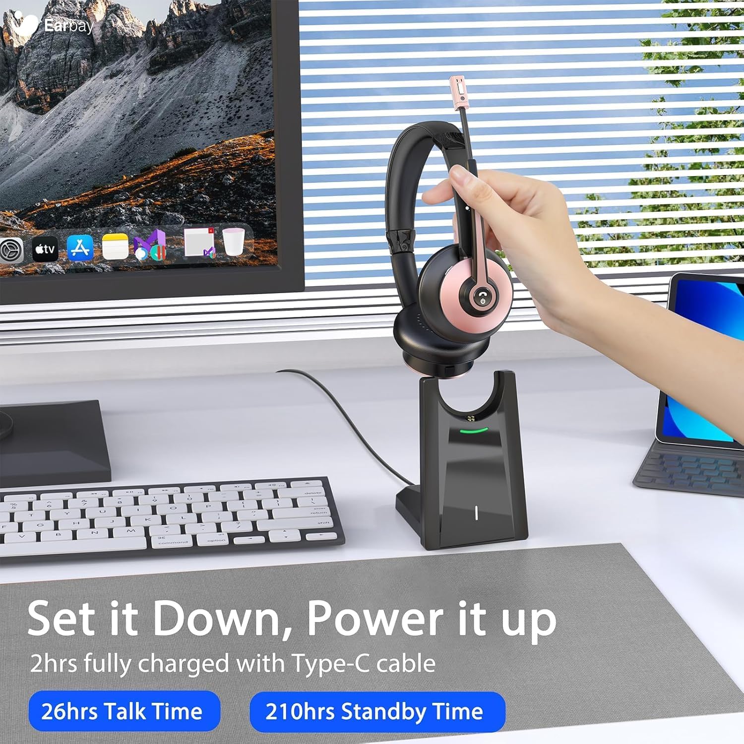 Wireless Headset with Mic, Noi - Noise Cancelling Headphone avaliação e preço