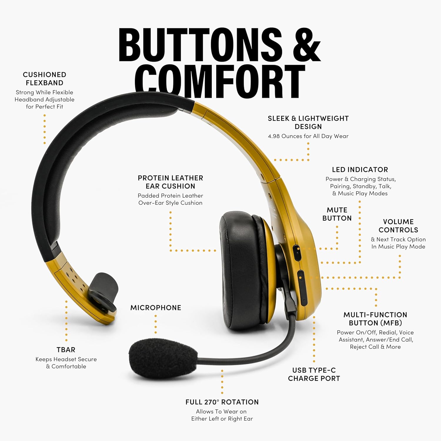 Premium Trucker Bluetooth Head - Usb C Earphone avaliação e preço