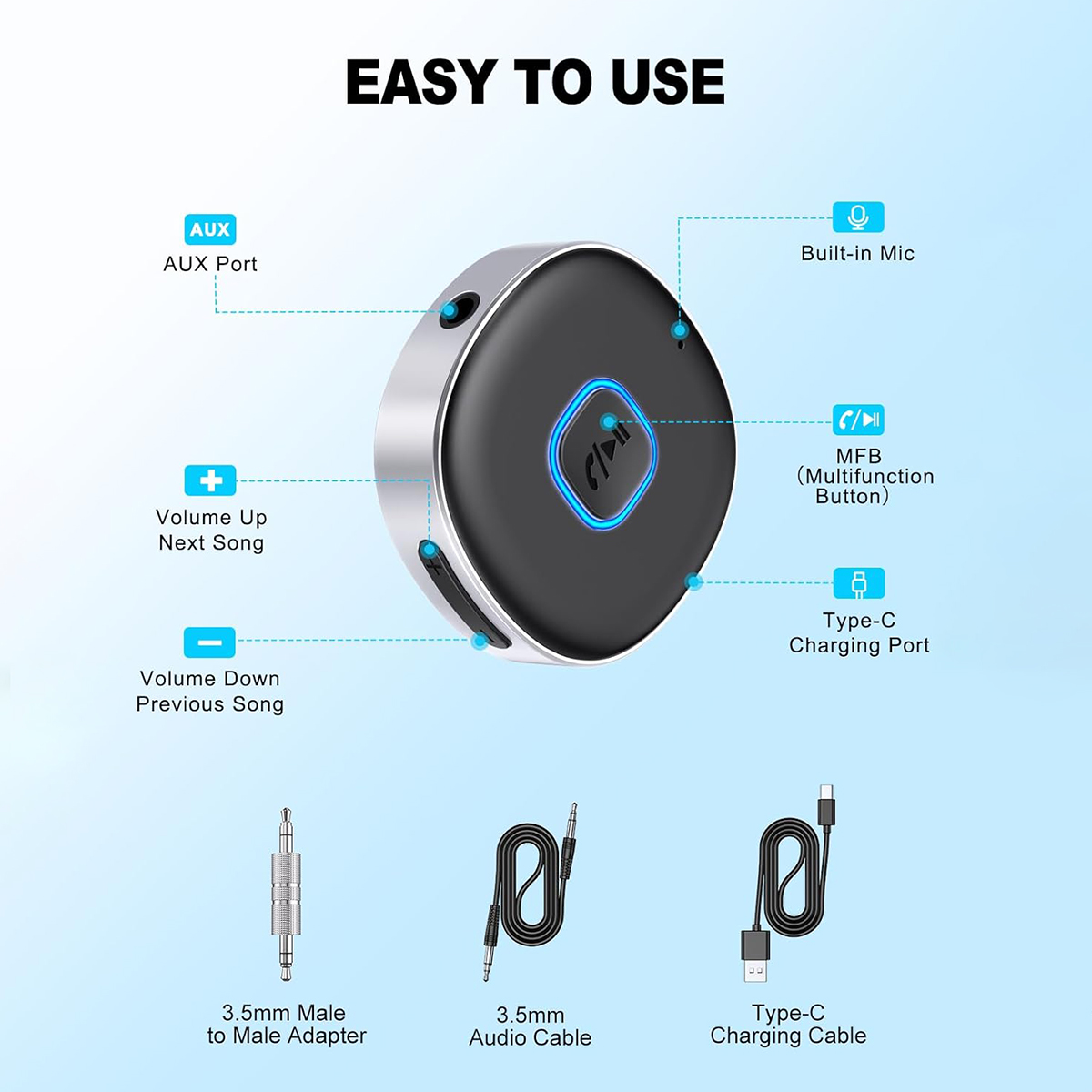 Car Bluetooth AUX Adapter, Min - Bluetooth Adapter Receiver avaliação e preço