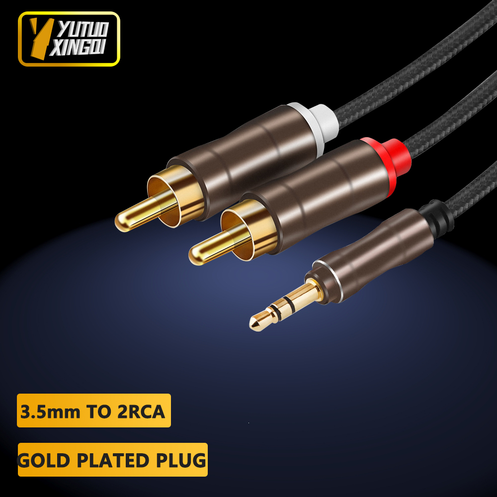3.5 mm To 2RCA Double Lotus Au - Cable Extension 3.5 avaliação e preço