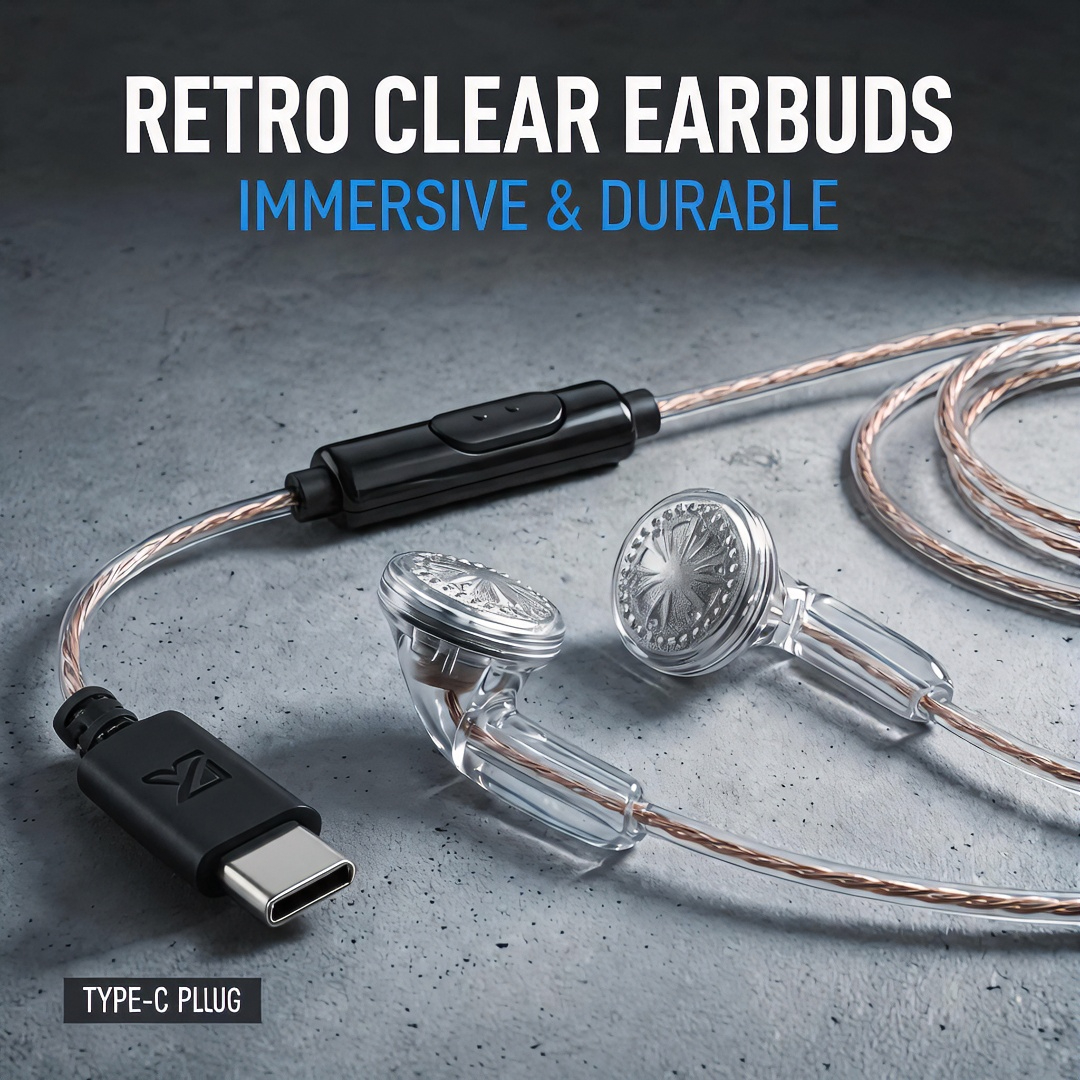 Type-C Wired Earbuds Retro Loo - Wired Earphone Mic avaliação e preço