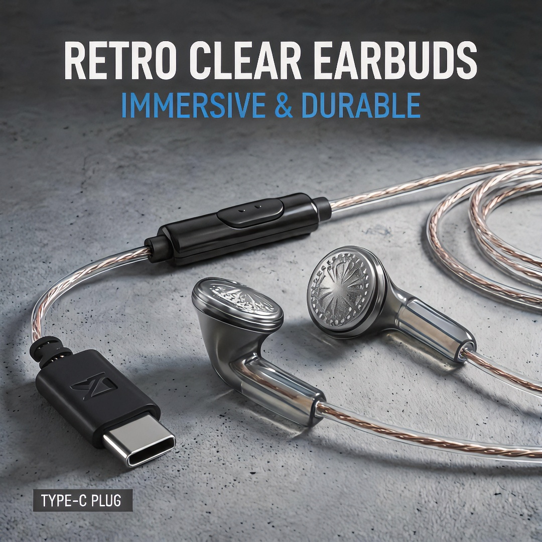 Type-C Wired Earbuds Retro Loo - Wired Earphone Mic avaliação e preço